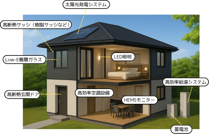 ZEHを表現した家のイメージ図